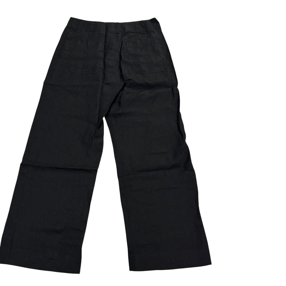 Quince 100% European Linen Patch Pocket Wide Leg Pants Women's Size 6 Black NWT